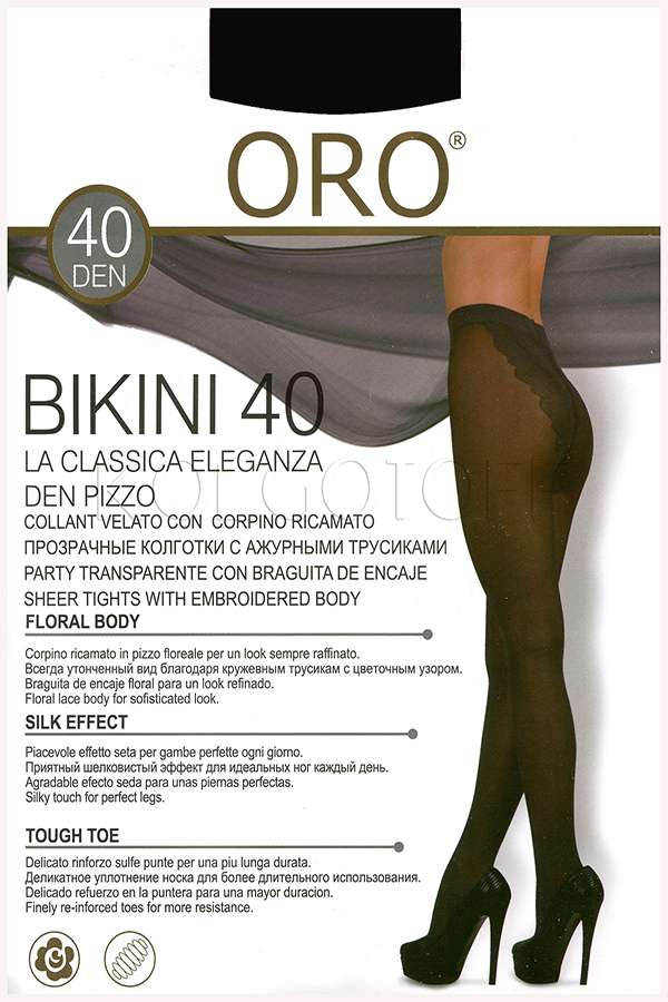 Женские классические колготки с ажурными трусиками ORO Bikini 40